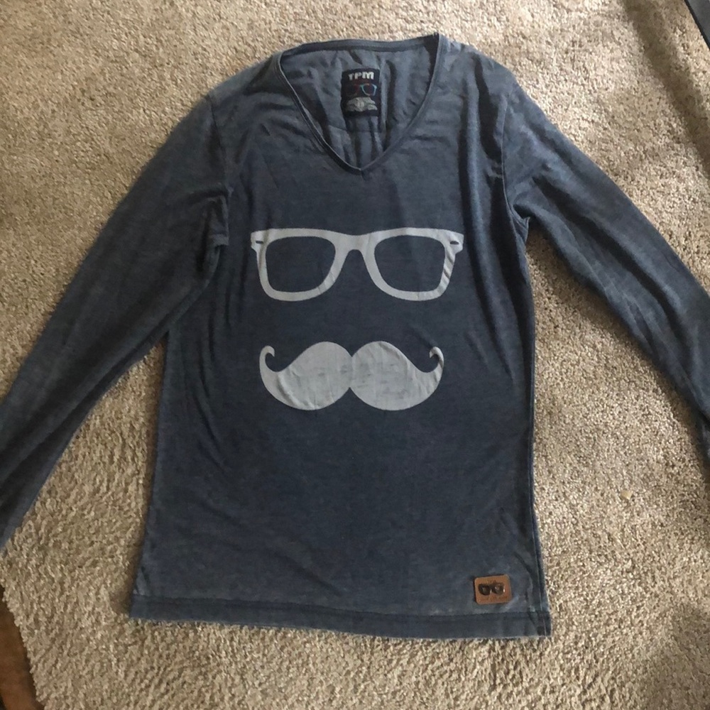 Men’s Designer V Neck Mustache Cool